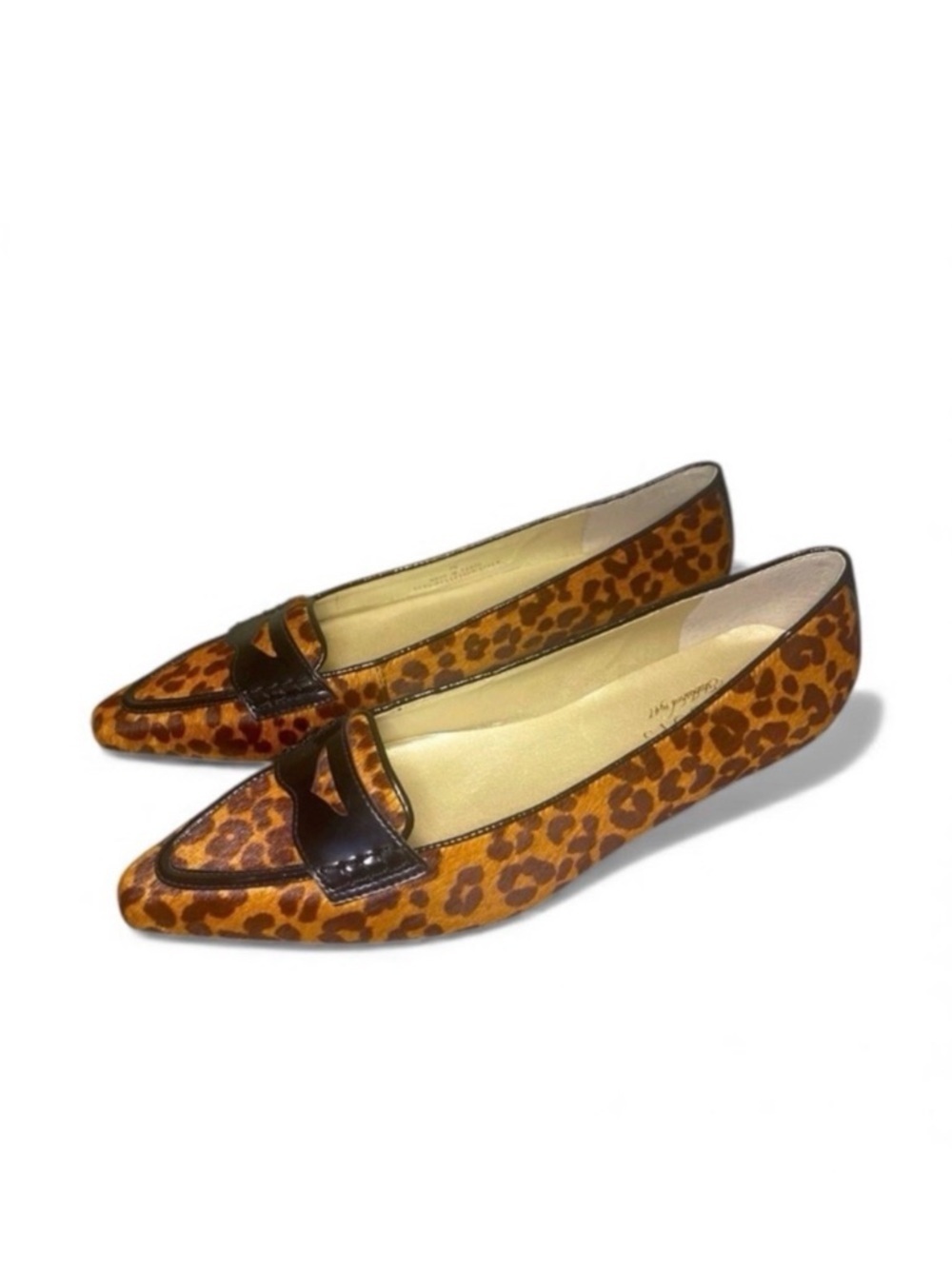 NWOB Talbots Leopard Print Calf Hair Pointed Toe Loafers - Size 7B